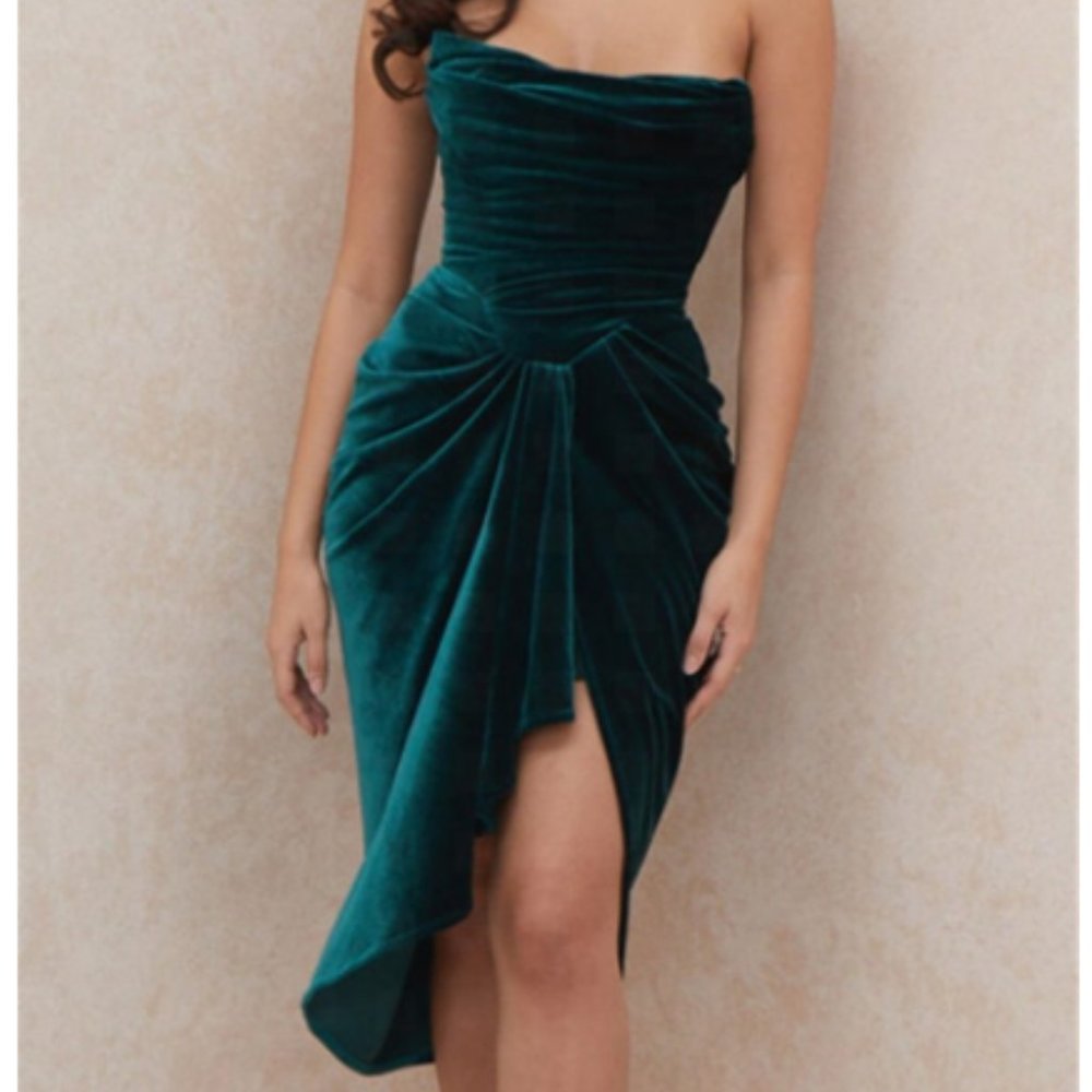 house of cb, lysette green dress, xs